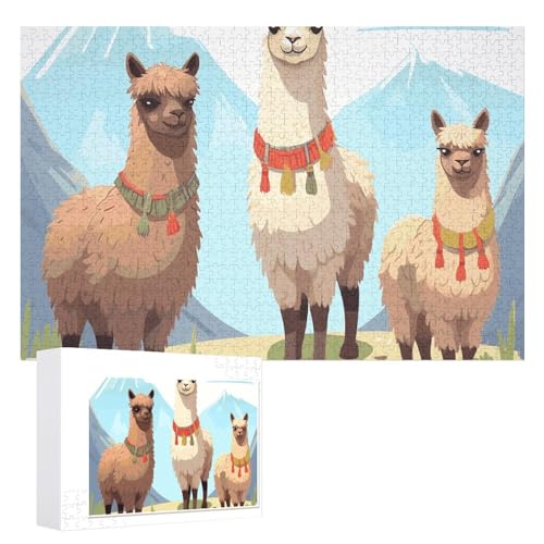 Llama- und Alpaka-Puzzle, 1000 Teile, personalisiertes Puzzle für Erwachsene, Fotos, Puzzle für Familie, anspruchsvolles Bilderpuzzle mit Aufbewahrungstasche, Heimdekoration, Puzzle von LZQPOEAS