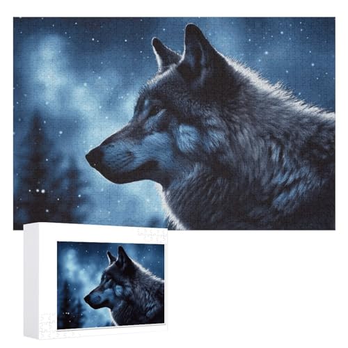 Lonely Wolf Puzzles, 1000 Teile, personalisiertes Puzzle für Erwachsene, Fotos, Puzzle für Familie, anspruchsvolles Bilderpuzzle mit Aufbewahrungstasche, Heimdekoration, Puzzle von LZQPOEAS