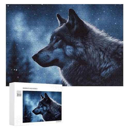 Lonely Wolf Puzzles, 300 Bilder, personalisiertes Puzzle für Erwachsene, Fotos, Puzzle für Familie, anspruchsvolles Bilderpuzzle mit Aufbewahrungstasche, Heimdekoration, Puzzle von LZQPOEAS