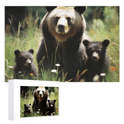 Mama-Bär- und Jungen-Puzzle, 1000 Teile, personalisiertes Puzzle für Erwachsene, Fotos, Puzzle für Familie, anspruchsvolles Bilderpuzzle mit Aufbewahrungstasche, Heimdekoration, Puzzle von LZQPOEAS