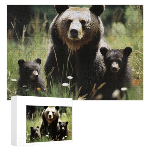 Mama-Bär- und Jungen-Puzzle, 300 Teile, personalisiertes Puzzle für Erwachsene, Fotos, Puzzle für Familie, anspruchsvolles Bilderpuzzle mit Aufbewahrungstasche, Heimdekoration, Puzzle von LZQPOEAS