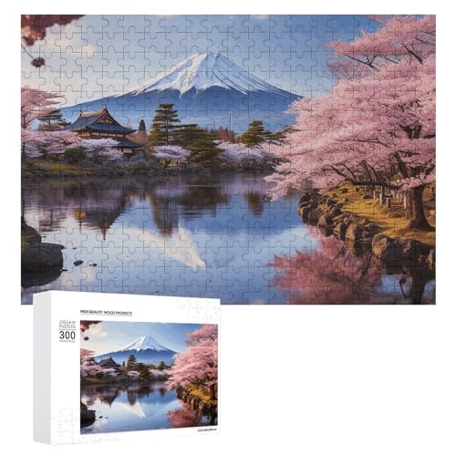 Mount Fuji, Kirschblütenbäume, Puzzle, 300 Bilder, personalisiertes Puzzle für Erwachsene, Fotos, Puzzle für Familie, anspruchsvolles Bilderpuzzle mit Aufbewahrungstasche, Heimdekoration, Puzzle von LZQPOEAS