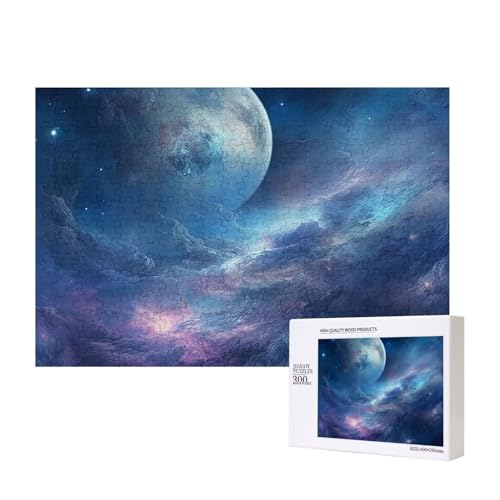 Nebel- und Mond-Puzzle, 300 Teile, Holz-Puzzle, personalisierte Bildrätsel, Familienspiele, Kunstwerk, Fotopuzzle, anspruchsvolle Puzzles für Erwachsene (39,9 x 27,9 cm) von LZQPOEAS