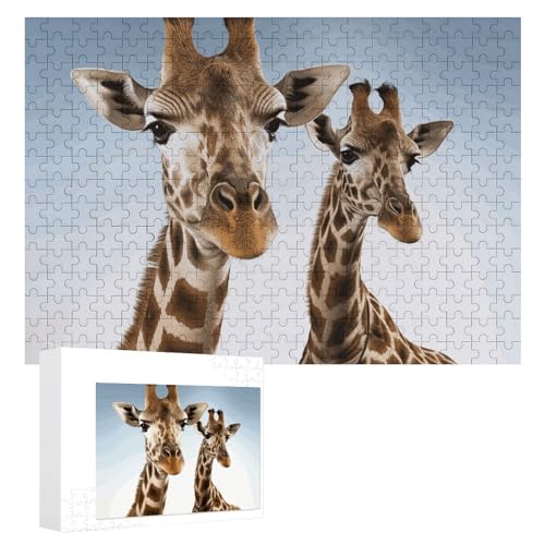 Necks of Giraffe Puzzles, 300 Teile, personalisiertes Puzzle für Erwachsene, Fotos, Puzzle für Familie, anspruchsvolles Bilderpuzzle mit Aufbewahrungstasche, Heimdekoration, Puzzle von LZQPOEAS