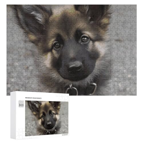 Niedlicher Schäferhund, Welpen-Puzzle, 300 Bilder, personalisiertes Puzzle für Erwachsene, Foto-Puzzle für Familie, anspruchsvolles Bilderpuzzle mit Aufbewahrungstasche, Heimdekoration, Puzzle von LZQPOEAS