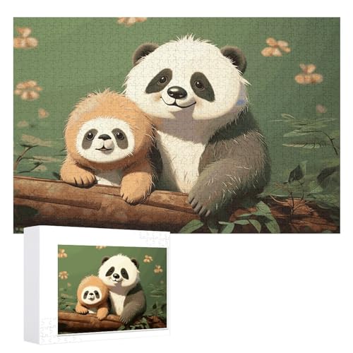 Niedliches Panda- und Faultier-Puzzle, 1000 Teile, personalisiertes Puzzle für Erwachsene, Fotos, Puzzle für Familie, anspruchsvolles Bilderpuzzle mit Aufbewahrungstasche, Heimdekoration, Puzzle von LZQPOEAS