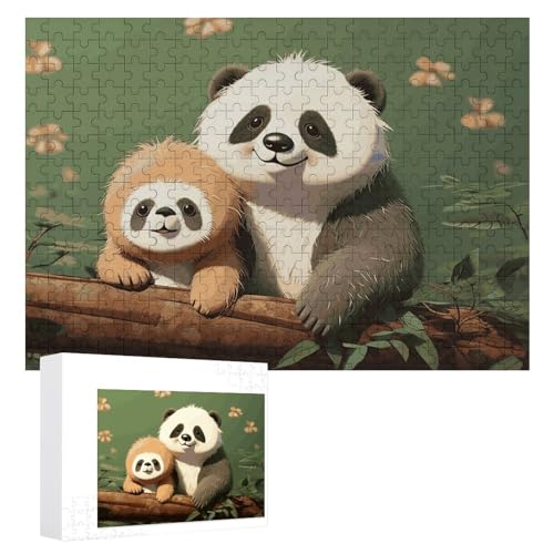 Niedliches Panda- und Faultier-Puzzle, 300 Teile, personalisiertes Puzzle für Erwachsene, Fotos, Puzzle für Familie, anspruchsvolles Bilderpuzzle mit Aufbewahrungstasche, Heimdekoration, Puzzle von LZQPOEAS