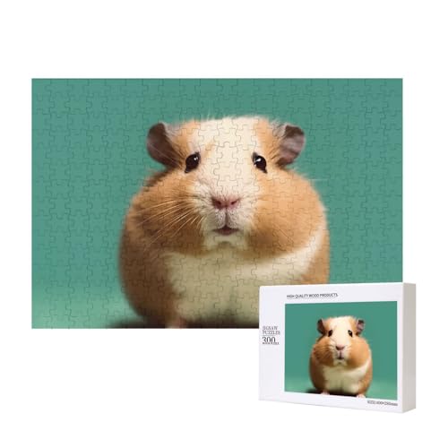 Niedliches und seltsames Hamster-Puzzle, 300 Teile, Holz-Puzzle, personalisierte Bilderpuzzle, Familienspiele, Kunstwerk, Fotopuzzle, anspruchsvolle Puzzles für Erwachsene (39,9 x 27,9 cm) von LZQPOEAS