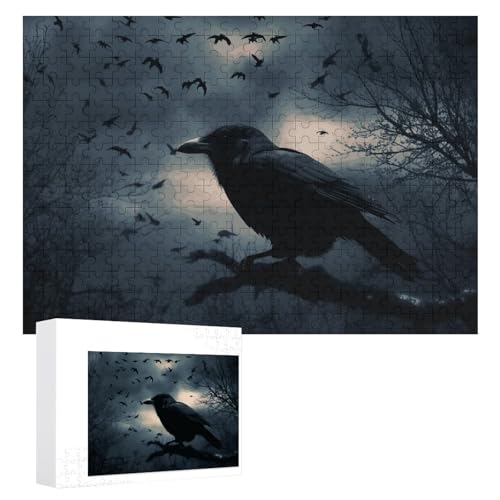 Night Crow Puzzles 300 PCS Personalized Jigsaw Puzzles for Adults Photos Puzzle for Family Challenging Picture Puzzle with Storage Bag Home Decor Jigsaw von LZQPOEAS