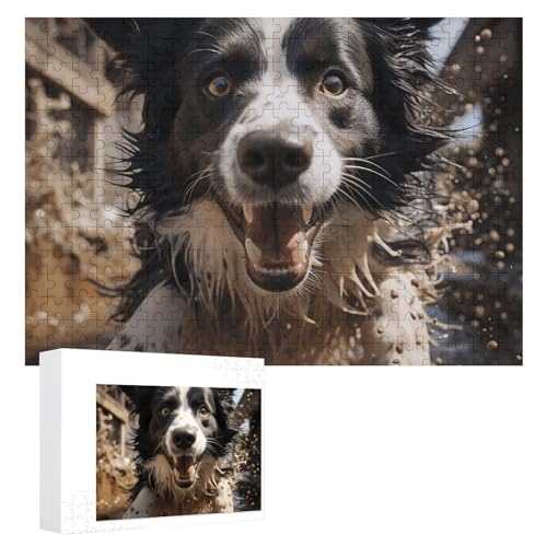 Pastor Border Collie Puzzles, 300 Teile, personalisiertes Puzzle für Erwachsene, Fotos, Puzzle für Familie, anspruchsvolles Bilderpuzzle mit Aufbewahrungstasche, Heimdekoration, Puzzle von LZQPOEAS