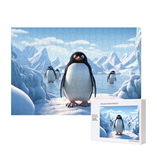 Pinguin-Antarktis-Eis-Puzzle, 300 Teile, Holz-Puzzle, personalisierte Bildrätsel, Familienspiele, Kunstwerk, Fotopuzzle, anspruchsvolle Puzzles für Erwachsene (39,9 x 27,9 cm) von LZQPOEAS