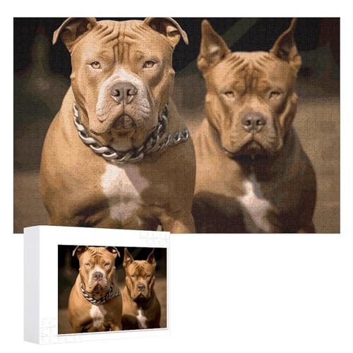 Pitbull-Hunde-Puzzle, 1000 Teile, personalisiertes Puzzle für Erwachsene, Fotos, Puzzle für Familie, anspruchsvolles Bilderpuzzle mit Aufbewahrungstasche, Heimdekoration, Puzzle von LZQPOEAS