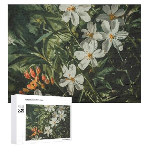 Puzzle mit Blumen und grünen Blättern, 520 Bilder, personalisiertes Puzzle für Erwachsene, Fotos, Puzzle für Familie, anspruchsvolles Bilderpuzzle mit Aufbewahrungstasche, Heimdekoration, Puzzle von LZQPOEAS