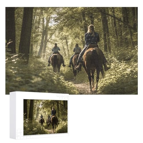 Puzzle mit Pferdereiten auf den Wegen, 1000 Teile, personalisiertes Puzzle für Erwachsene, Fotos, Puzzle für Familie, anspruchsvolles Bilderpuzzle mit Aufbewahrungstasche, Heimdekoration, Puzzle von LZQPOEAS