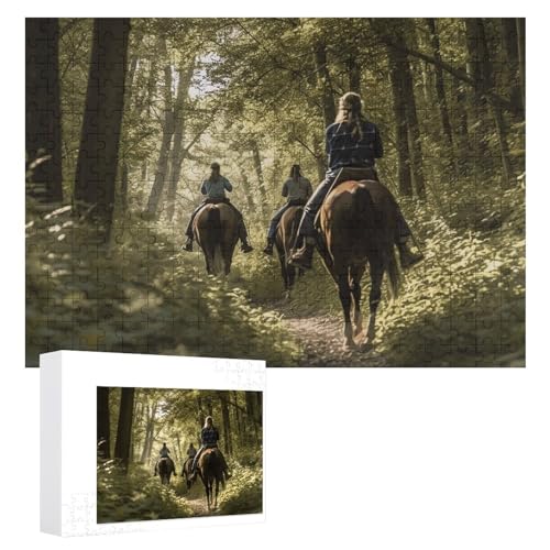 Puzzle mit Pferdereiten auf den Wegen, 300 Teile, personalisiertes Puzzle für Erwachsene, Fotos, Puzzle für Familie, anspruchsvolles Bilderpuzzle mit Aufbewahrungstasche, Heimdekoration, Puzzle von LZQPOEAS