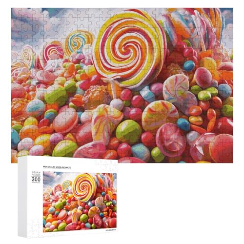 Rainbow Candy Puzzles 300 Bilder, personalisiertes Puzzle für Erwachsene, Fotos, Puzzle für Familie, anspruchsvolles Bilderpuzzle mit Aufbewahrungstasche, Heimdekoration, Puzzle von LZQPOEAS