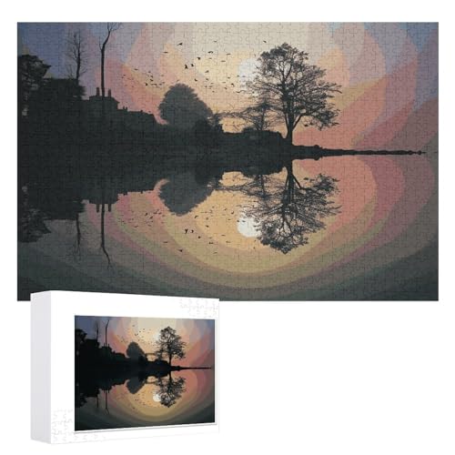 Reflection Gitarren-Puzzle, 1000 Stück, personalisierbar, für Erwachsene, Fotos, Puzzle für Familie, anspruchsvolles Bilderpuzzle mit Aufbewahrungstasche, Heimdekoration, Puzzle von LZQPOEAS