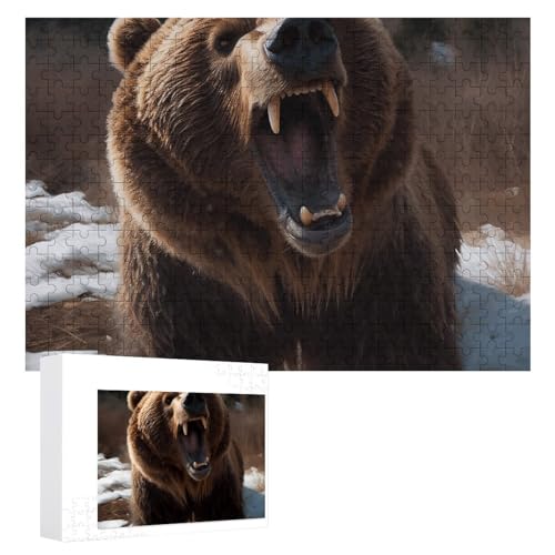 Roaring Bear Puzzles, 300 Teile, personalisiertes Puzzle für Erwachsene, Fotos, Puzzle für Familie, anspruchsvolles Bilderpuzzle mit Aufbewahrungstasche, Heimdekoration, Puzzle von LZQPOEAS