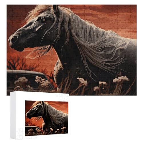 Romantisches Mustang-Puzzle, 300 Teile, personalisiertes Puzzle für Erwachsene, Fotos, Puzzle für Familie, anspruchsvolles Bilderpuzzle mit Aufbewahrungstasche, Heimdekoration, Puzzle von LZQPOEAS