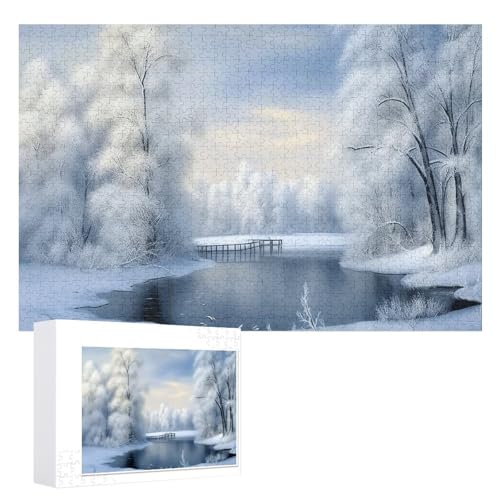 Schöne Winter-Puzzles, 1000 Teile, personalisiertes Puzzle für Erwachsene, Foto-Puzzle für Familie, anspruchsvolles Bilderpuzzle mit Aufbewahrungstasche, Heimdekoration, Puzzle von LZQPOEAS