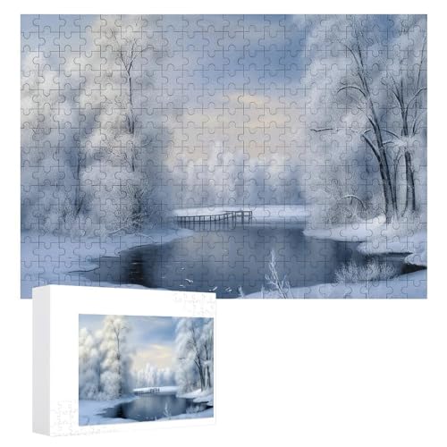 Schöne Winter-Puzzles, 300 Teile, personalisiertes Puzzle für Erwachsene, Foto-Puzzle für Familie, anspruchsvolles Bilderpuzzle mit Aufbewahrungstasche, Heimdekoration, Puzzle von LZQPOEAS