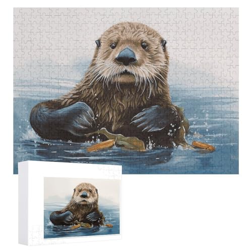 Sea Otter-Puzzle, 500 Stück, personalisiertes Puzzle für Erwachsene, Fotos, Puzzle für Familie, anspruchsvolles Bilderpuzzle mit Aufbewahrungstasche, Heimdekoration, Puzzle von LZQPOEAS