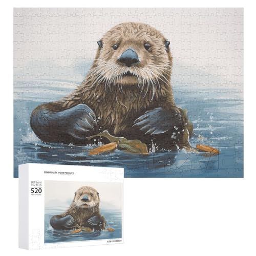 Sea Otter-Puzzle, 520 Bilder, personalisiertes Puzzle für Erwachsene, Fotos, Puzzle für Familie, anspruchsvolles Bilderpuzzle mit Aufbewahrungstasche, Heimdekoration, Puzzle von LZQPOEAS