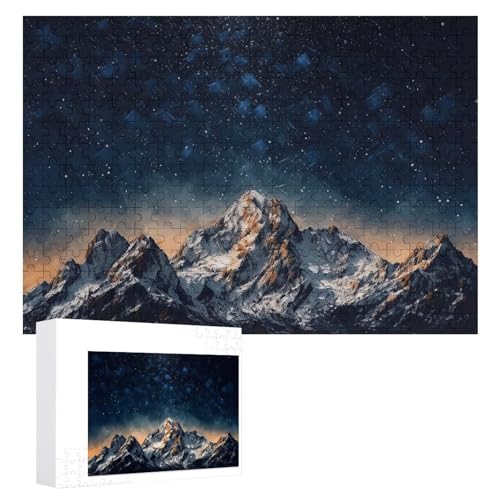 Sternennacht, die Berge, 300 Teile, personalisiertes Puzzle für Erwachsene, Fotos, Puzzle für Familie, anspruchsvolles Bilderpuzzle mit Aufbewahrungstasche, Heimdekoration, Puzzle von LZQPOEAS