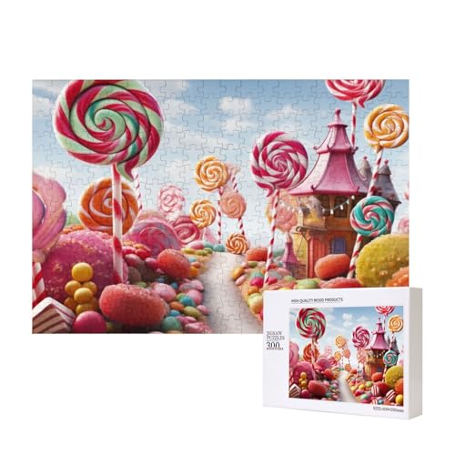 Sweet Candy Hintergrundpuzzles aus Holz, 300 Teile, personalisiertes Bild, Puzzle, Familienspiele, Kunstwerk, Fotopuzzle, anspruchsvolle Puzzles für Erwachsene (39,9 x 27,9 cm) von LZQPOEAS