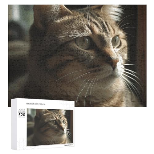 Tabby-Katzen-Puzzle, 520 Bilder, personalisiertes Puzzle für Erwachsene, Fotos, Puzzle für Familie, anspruchsvolles Bilderpuzzle mit Aufbewahrungstasche, Heimdekoration, Puzzle von LZQPOEAS