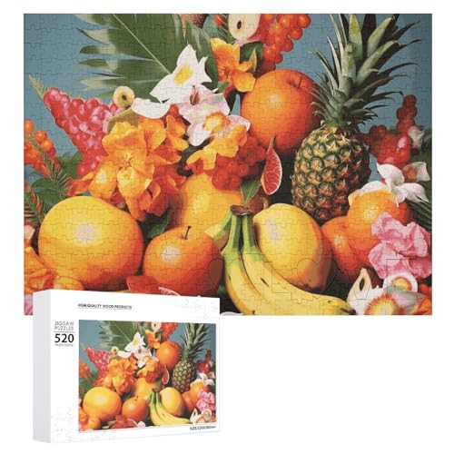 Tropische Früchte und Blumen, Puzzle, 520 Bilder, personalisiertes Puzzle für Erwachsene, Fotos, Puzzle für Familie, anspruchsvolles Bilderpuzzle mit Aufbewahrungstasche, Heimdekoration, Puzzle von LZQPOEAS