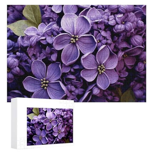 Violette florale Puzzles, 300 Stück, personalisiertes Puzzle für Erwachsene, Fotos, Puzzle für Familie, anspruchsvolles Bilderpuzzle mit Aufbewahrungstasche, Heimdekoration, Puzzle von LZQPOEAS