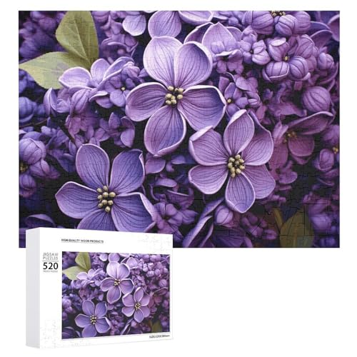 Violette florale Puzzles, 520 Bilder, personalisiertes Puzzle für Erwachsene, Fotos, Puzzle für Familie, anspruchsvolles Bilderpuzzle mit Aufbewahrungstasche, Heimdekoration, Puzzle von LZQPOEAS