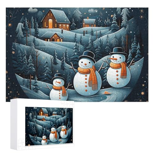 Weihnachts-Pinguin-Puzzle, 1000 Stück, personalisierbar, für Erwachsene, Fotos, Puzzle für Familie, anspruchsvolles Bilderpuzzle mit Aufbewahrungstasche, Heimdekoration, Puzzle von LZQPOEAS