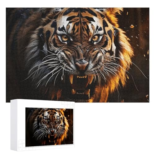 Wilde Tiger-Puzzles, 1000 Teile, personalisiertes Puzzle für Erwachsene, Fotos, Puzzle für Familie, anspruchsvolles Bilderpuzzle mit Aufbewahrungstasche, Heimdekoration, Puzzle von LZQPOEAS