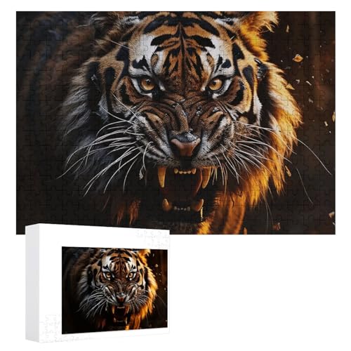 Wilde Tiger-Puzzles, 300 Teile, personalisiertes Puzzle für Erwachsene, Fotos, Puzzle für Familie, anspruchsvolles Bilderpuzzle mit Aufbewahrungstasche, Heimdekoration, Puzzle von LZQPOEAS