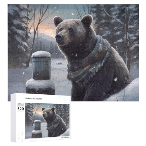 Winterbär-Puzzle, 520 Bilder, personalisiertes Puzzle für Erwachsene, Fotos, Puzzle für Familie, anspruchsvolles Bilderpuzzle mit Aufbewahrungstasche, Heimdekoration, Puzzle von LZQPOEAS