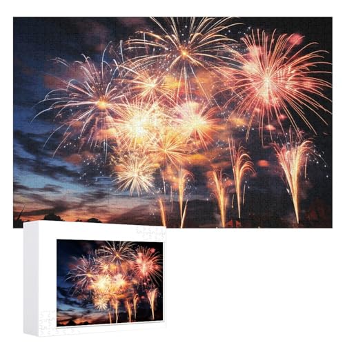 Wunderschönes Feuerwerk-Puzzle, 1000 Teile, personalisiertes Puzzle für Erwachsene, Fotos, Puzzle für Familie, anspruchsvolles Bilderpuzzle mit Aufbewahrungstasche, Heimdekoration, Puzzle von LZQPOEAS