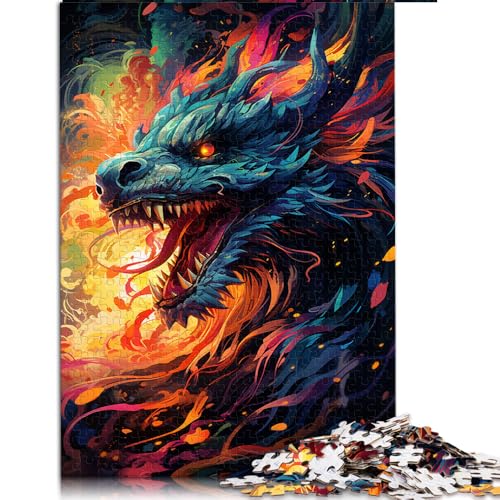 1000 Teile als Geschenk für Erwachsene, farbenfrohes chinesisches Drachen-Papierpuzzle, für Erwachsene und Kinder, Denksportspiel. Größe: 26 x 38 cm. von LZYANG