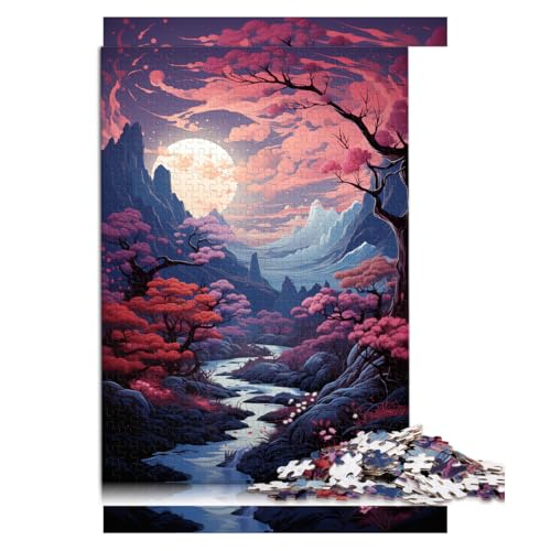 1000-teiliges Puzzle, „EIN wunderschönes rosa Waldgemälde“, Papierpuzzle, für Erwachsene und Kinder ab 12 Jahren, tolles Geschenk für Erwachsene und Kinder. Größe: 26 x 38 cm. von LZYANG