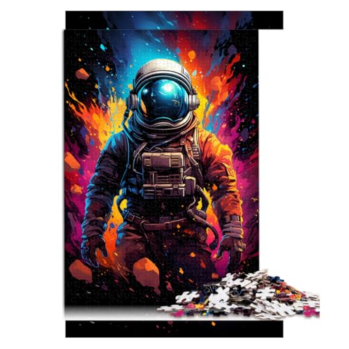 1000-teiliges Puzzle, Astronaut im farbigen Weltraum, Papierpuzzle, für Erwachsene und Kinder ab 12 Jahren, Spielzeug-Wanddekoration. Größe: 52 x 38 cm. von LZYANG