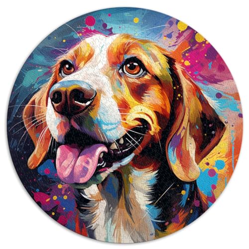 1000-teiliges Puzzle, Beagle, kreatives rundes Puzzle, für Erwachsene und Kinder ab 12 Jahren, Kartonpuzzle, Denkspiel, Größe 67,5 x 67,5 von LZYANG