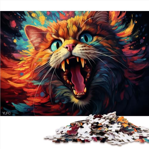 1000-teiliges Puzzle, Bizarres Fantasy-Katzen-Papierpuzzle, für Erwachsene und Jugendliche ab 12 Jahren, Denkspiel, Spielzeug. Größe: 26 x 38 cm. von LZYANG