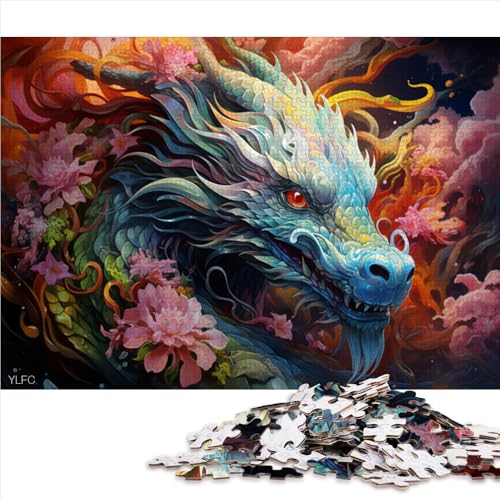 1000-teiliges Puzzle, Blumen- und Drachen-Papierpuzzle, für Erwachsene und Kinder ab 12 Jahren, pädagogisches Spiel und herausforderndes Spielzeug. Größe: 26 x 38 cm. von LZYANG