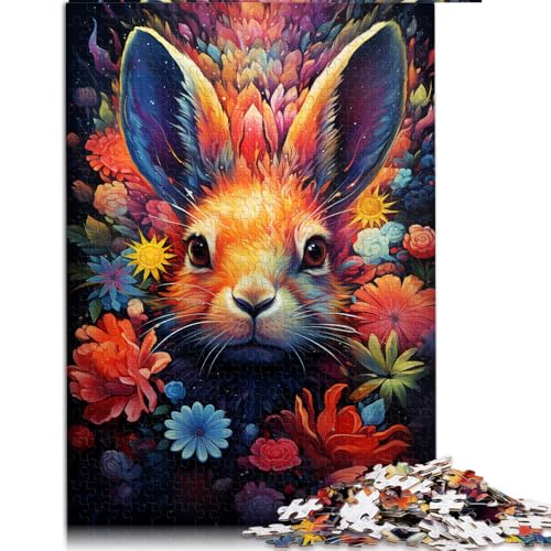 1000-teiliges Puzzle, Blumenhase, Papierpuzzle, für Erwachsene und Kinder, Lernspiele für Erwachsene und Kinder. Größe: 50 x 75 cm. von LZYANG