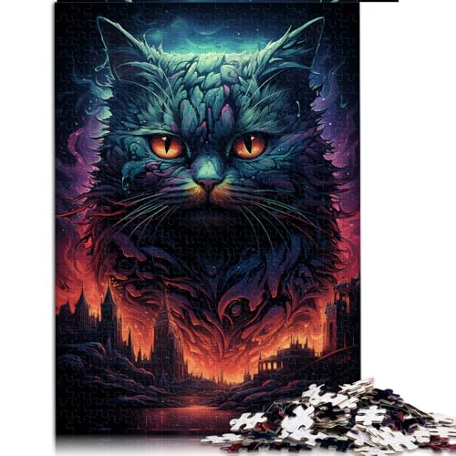 1000-teiliges Puzzle, Bunte Katze aus der Zukunft, Papierpuzzle, für Erwachsene und Kinder ab 12 Jahren, Heimkunstdekor, Größe: 50 x 75 cm von LZYANG