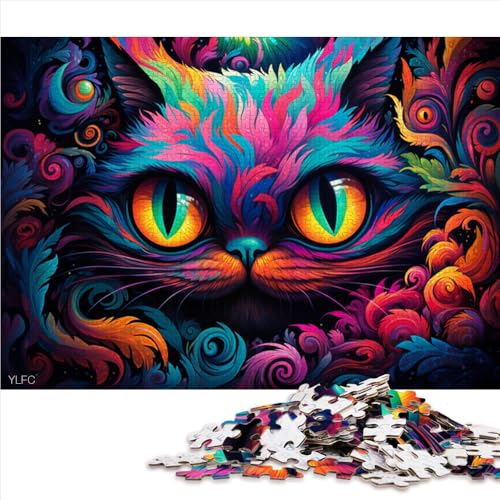 1000-teiliges Puzzle, Bunte Katzen, Papierpuzzle, für Teenager und Kinder, Geschenk für Erwachsene. Größe: 52 x 38 cm. von LZYANG