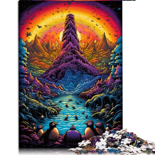 1000-teiliges Puzzle, Bunte Pinguine, Papierpuzzle, geeignet für Kinder ab 12 Jahren, lehrreiches Puzzle, Größe: 26 x 38 cm. von LZYANG