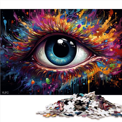 1000-teiliges Puzzle, Bunte psychedelische Augen, Holzpuzzle für Erwachsene, für Erwachsene und Kinder ab 12 Jahren, Puzzlespiel, Größe: 52 x 38 cm von LZYANG