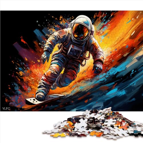 1000-teiliges Puzzle, Bunter Astronaut auf Skateboard, Papierpuzzle, für Erwachsene und Kinder ab 12 Jahren, Familien-Puzzlespiel. Größe: 26 x 38 cm. von LZYANG